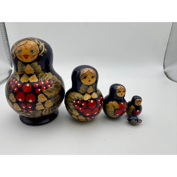 Unbranded Other - MATRYOSHKA RUSSIAN DOLL~ Vintage russian 5 nesting dolls Set Blue Red